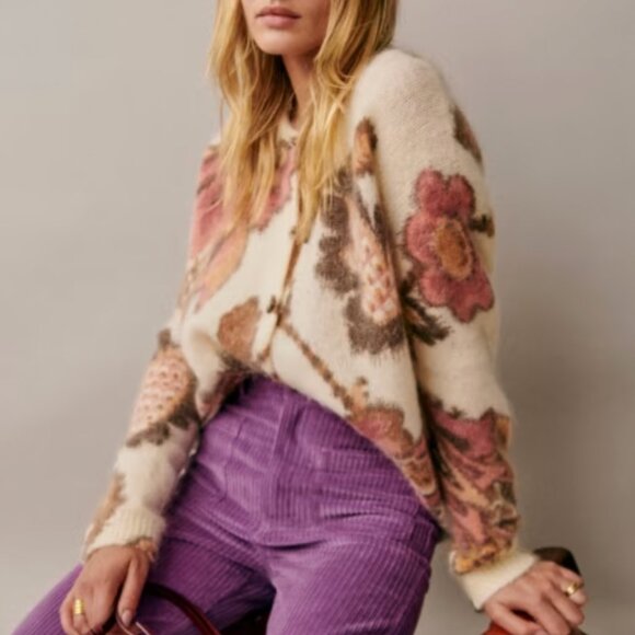 Sezane Sweaters - BEST Sezane Manea Cardigan L/XL/XXL Merveille Print Mohair Sweater Knit French